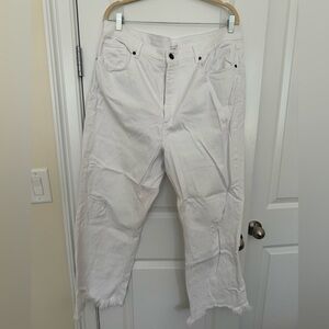 Loft White Denim High Waisted straight fit jeans size 16